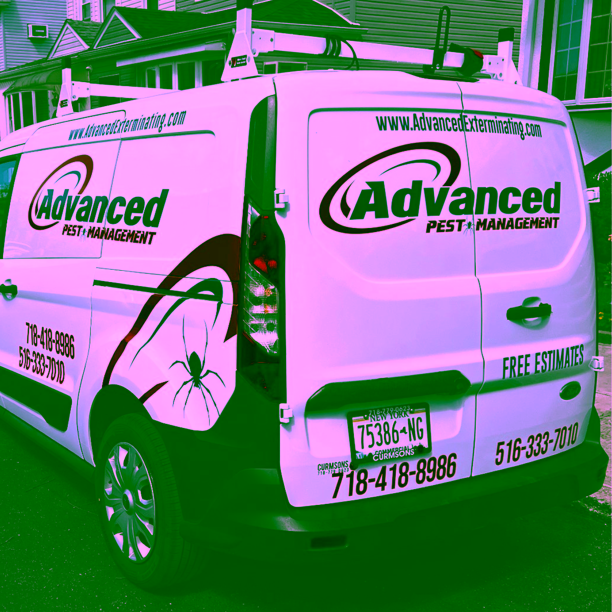 advanced pest control truck in queens doing an extermination job for ants